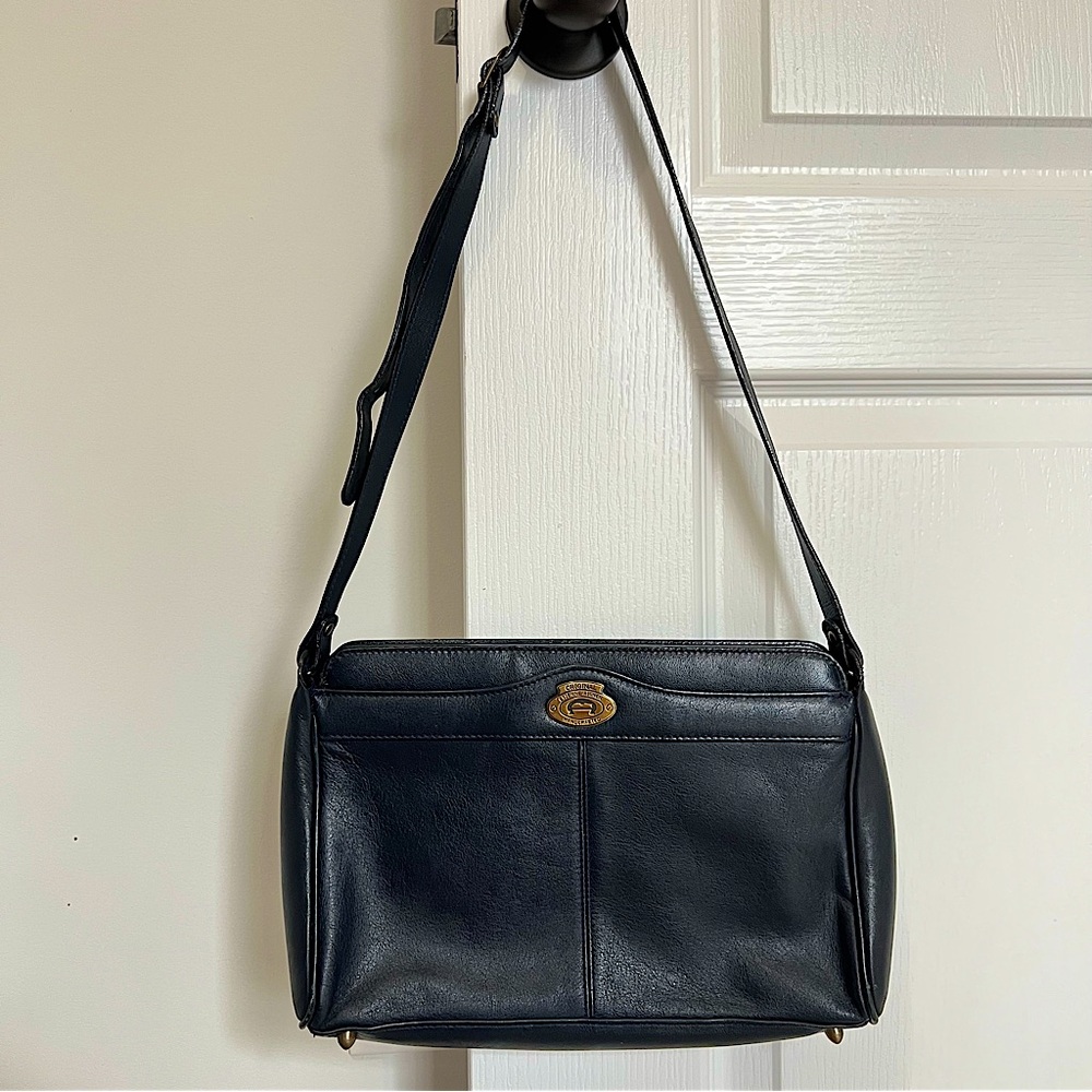 Etienne Aigner Original VINTAGE Navy Blue Leather Crossbody Bag